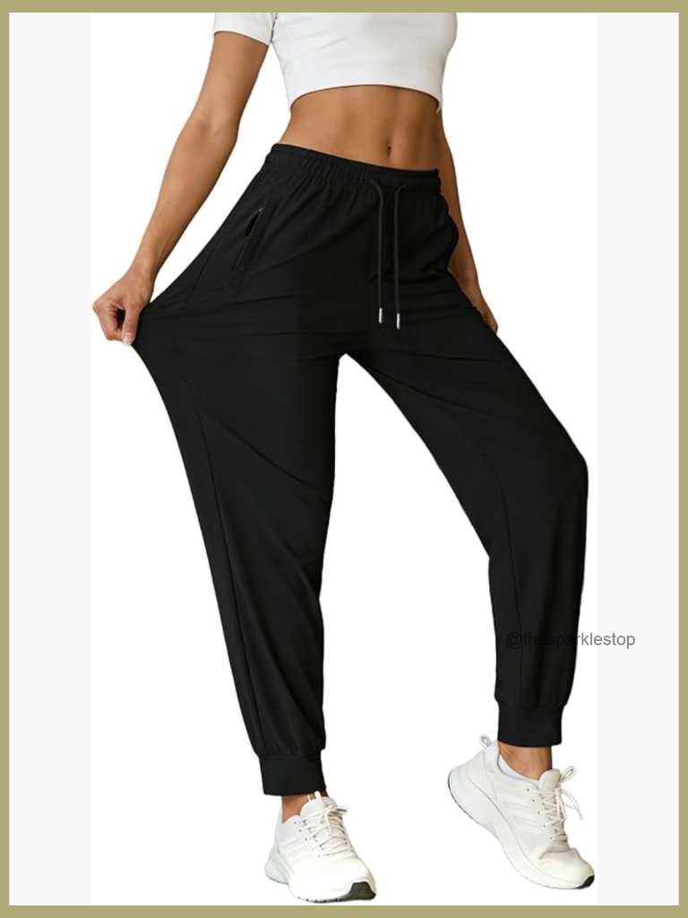 Stretchy Hiking Pants Lightweight Quick-Drying Joggers With Zippered Pockets